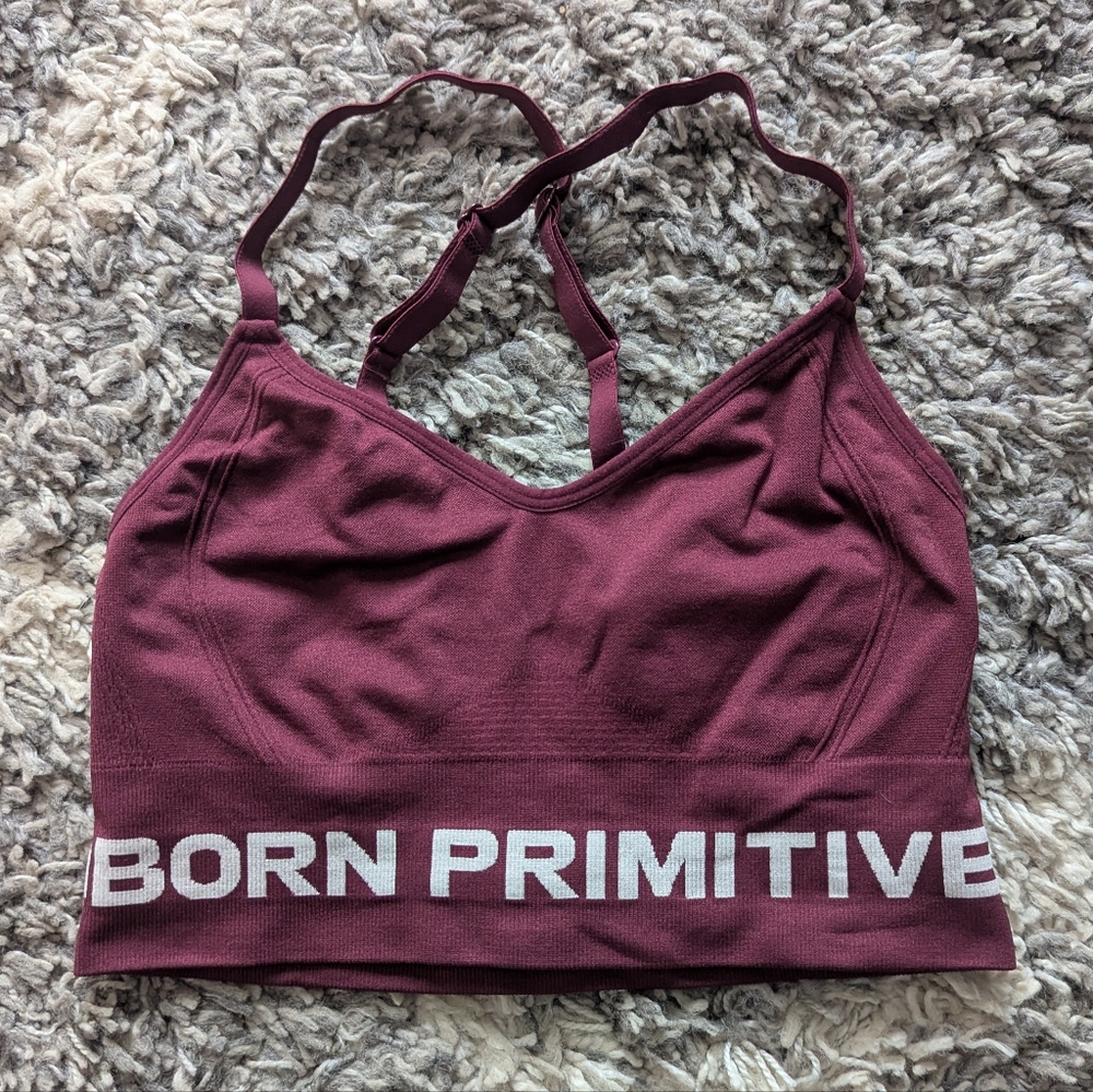 Born Primitive Maroon Level Up Sports Bra Size M/L